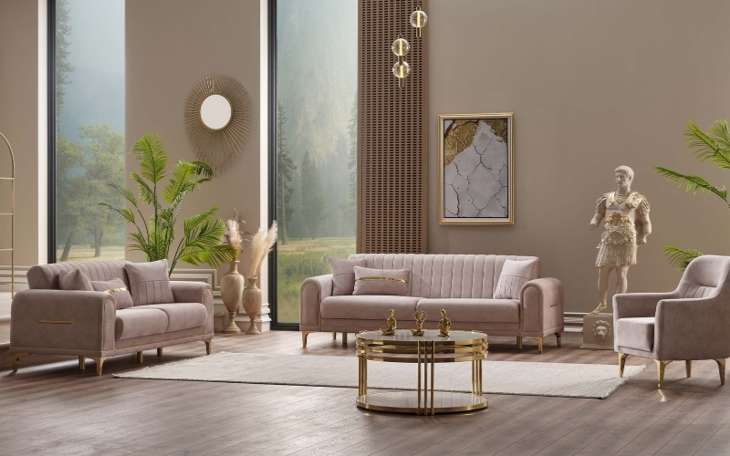 Orion 3-pieces (Sofa & Loveseat & Chair) Livingroom Set Cream