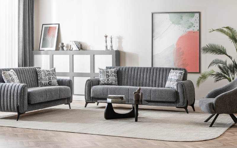 Palermo 3-pieces (Sofa & Loveseat & Chair) Livingroom Set Grey