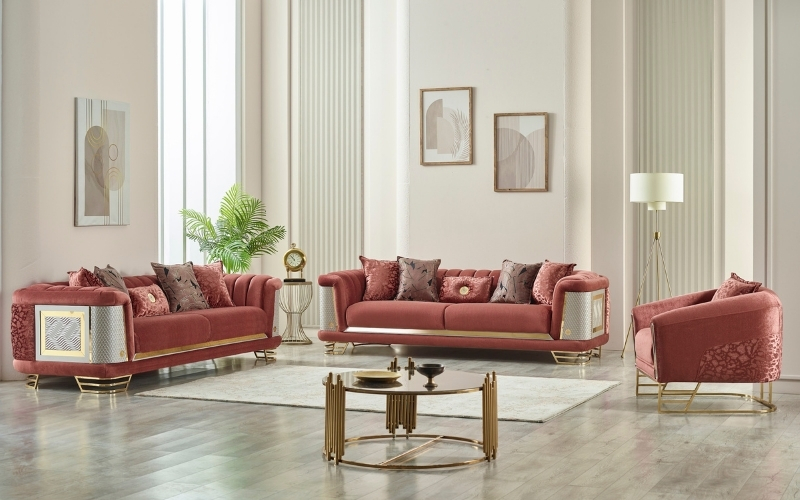 Romans 3-pieces (Sofa & Loveseat & Chair) Livingroom Set Brick