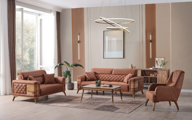 Ruby 3-pieces (Sofa & Loveseat & Chair) Livingroom Set Brick