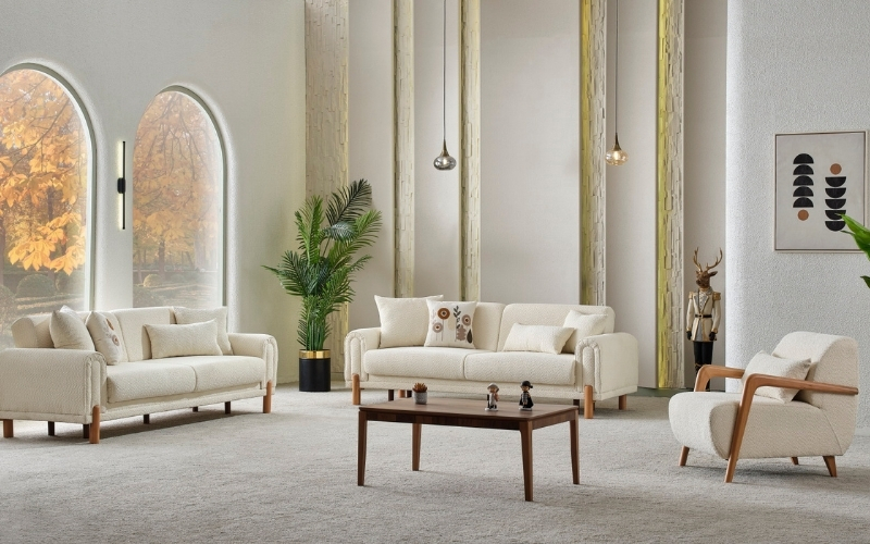 Soho 3-pieces (Sofa & Loveseat & Chair) Livingroom Set Cream
