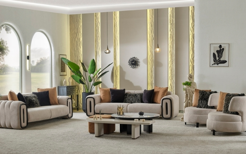 Voyance 4-pieces (2 Four Seat Sofa & 2 Chair) Livingroom Set Beige