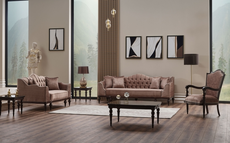 Zumrut 3-pieces (Sofa & Loveseat & Chair) Livingroom Set Light Brown