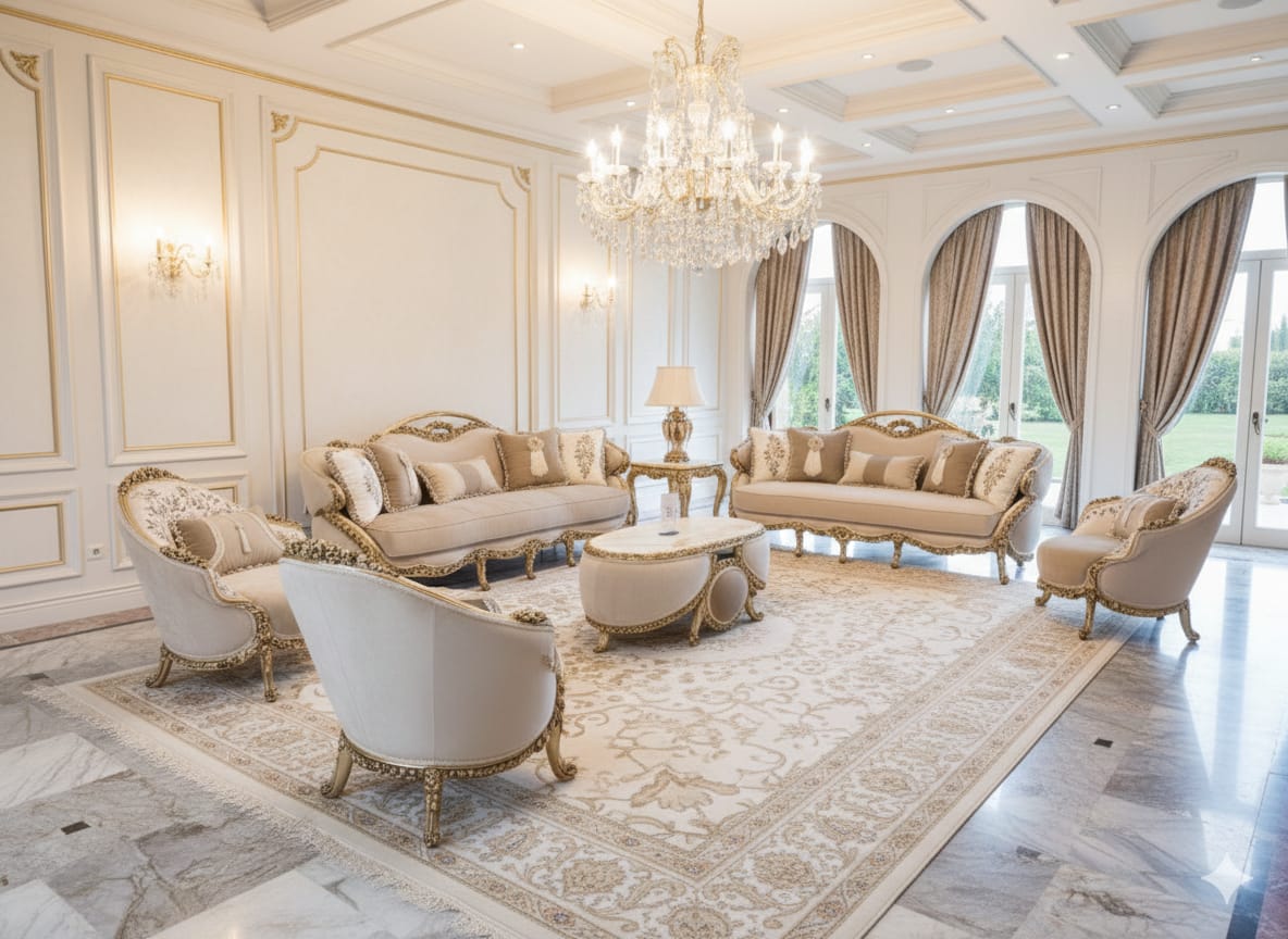 Luxury Traditional Palace Furniture: Ornate Hand-Carved Masterpiece Collection