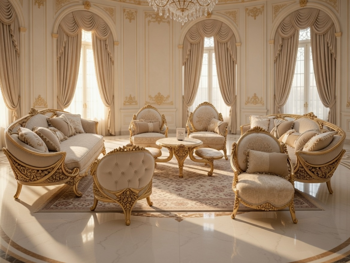 Luxury Traditional Living Room Set | Elite Antique Gold & Curved Royal Sofas