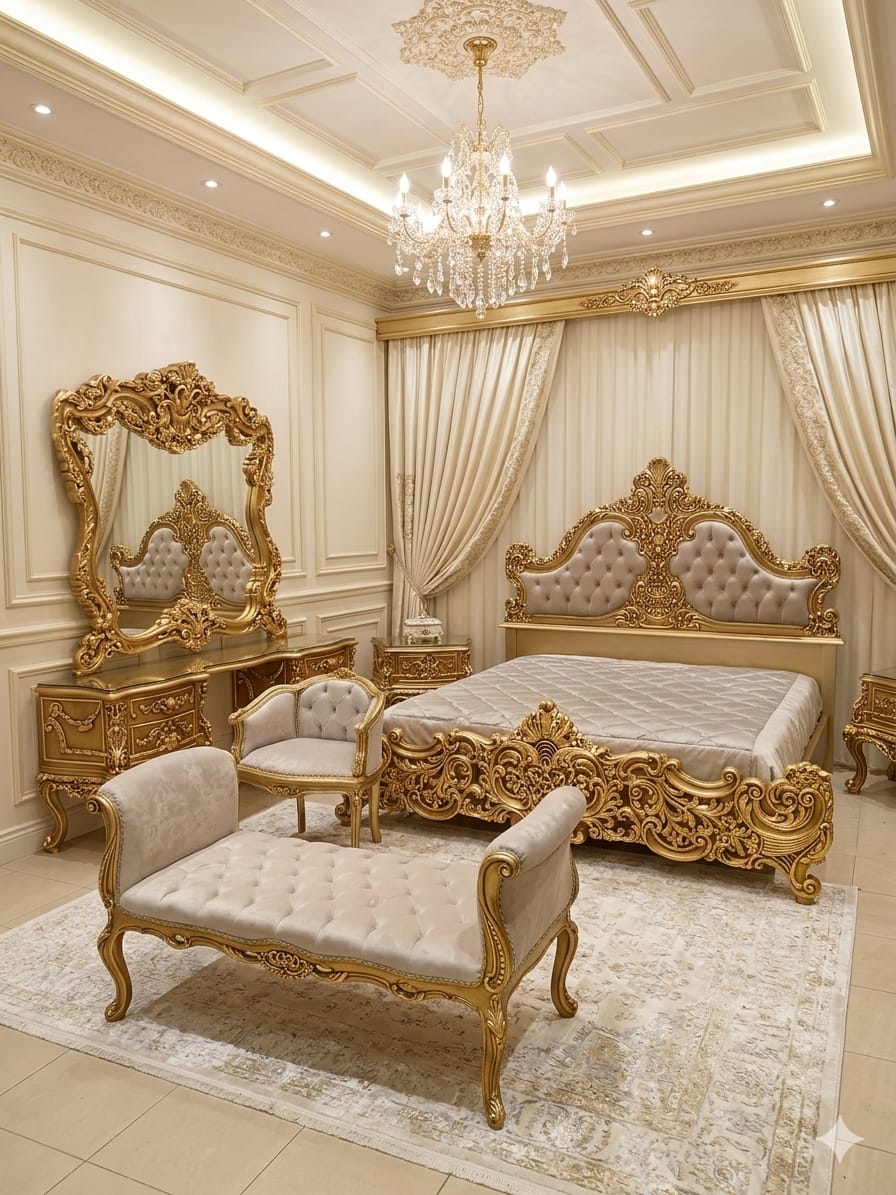 Sovereign Champagne & Gold Bedroom Suite (Elite Baroque Collection)