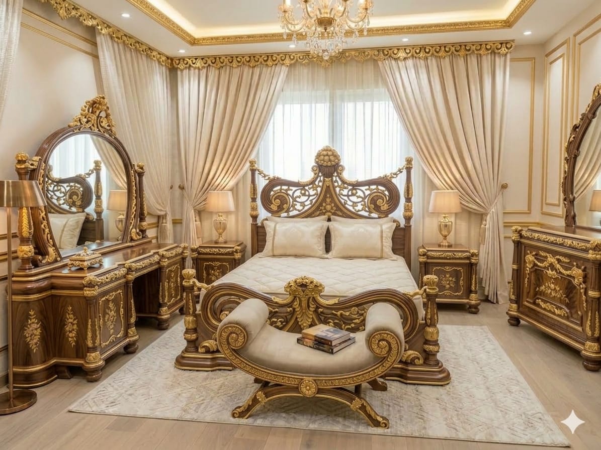 Sovereign Walnut & Gold Dynasty Master Suite