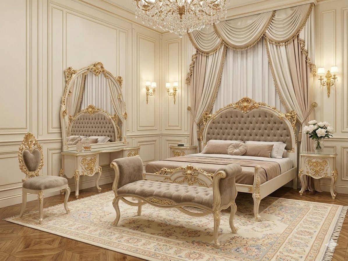 Crimson Emperor Baroque Bedroom Collection | Sovereign Gold Edition