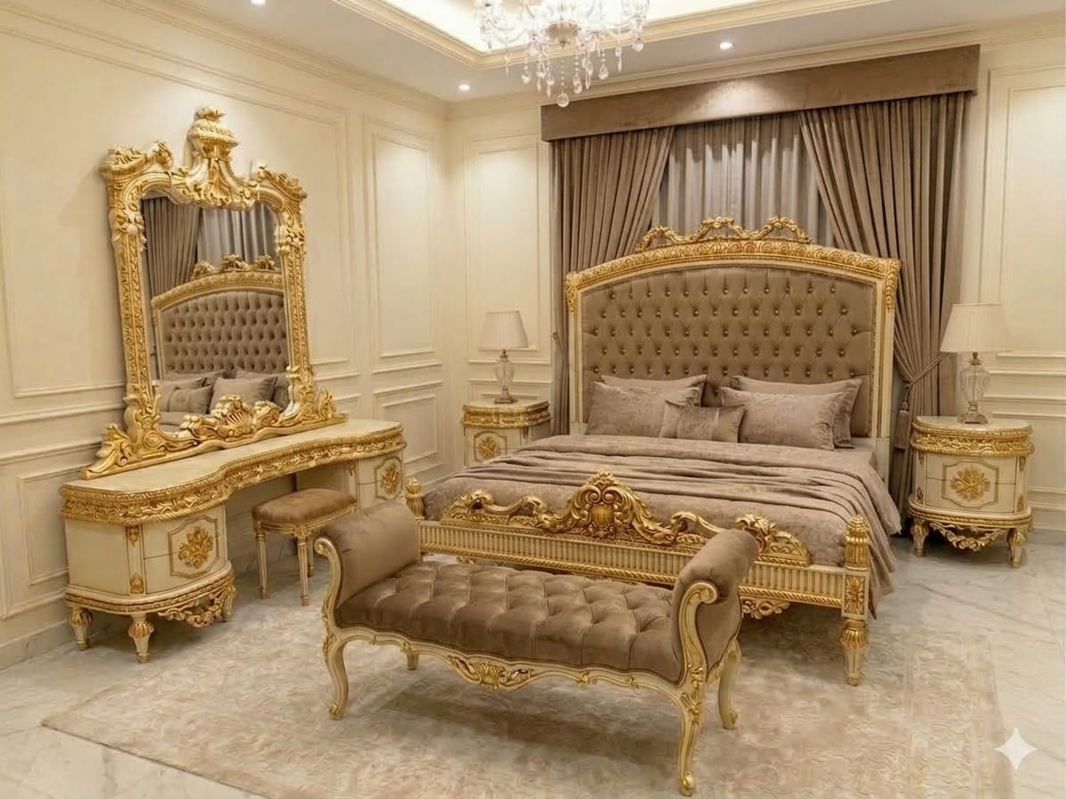 Champagne Taupe & Gold Heritage Luxury Bedroom Suite