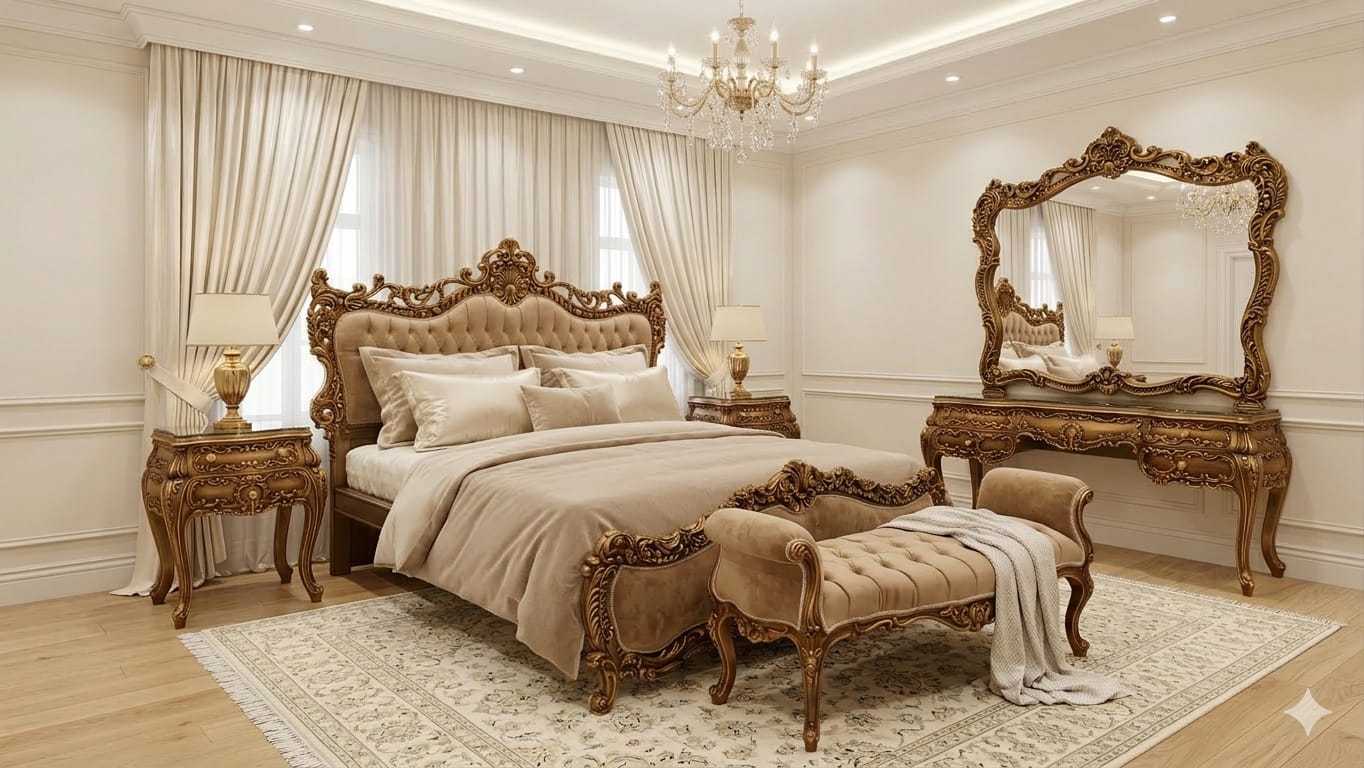 Pearl Ivory & Gold Filigree Baroque Master Suite | Victorian Grace Edition