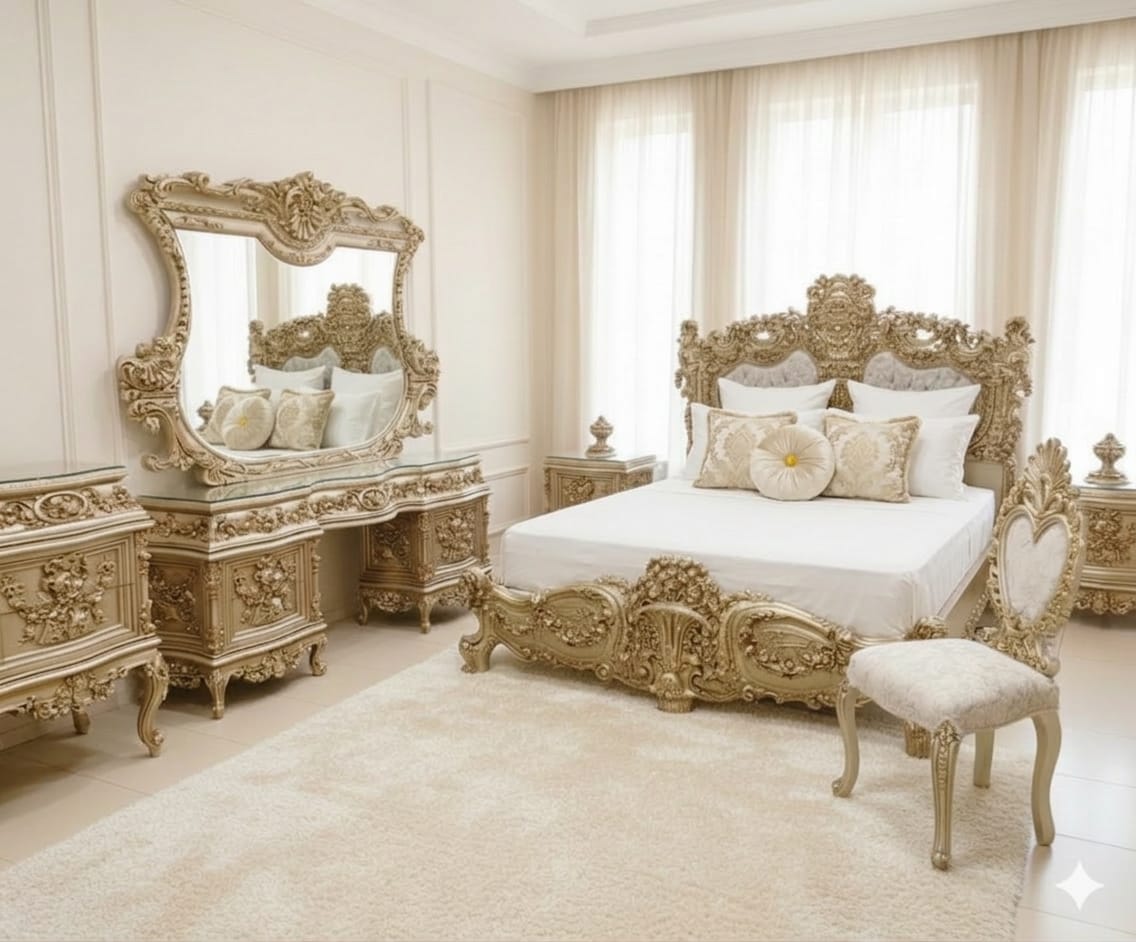 Sovereign Platinum Champagne & Floral Medallion Baroque Suite | Ultra-Luxe Edition