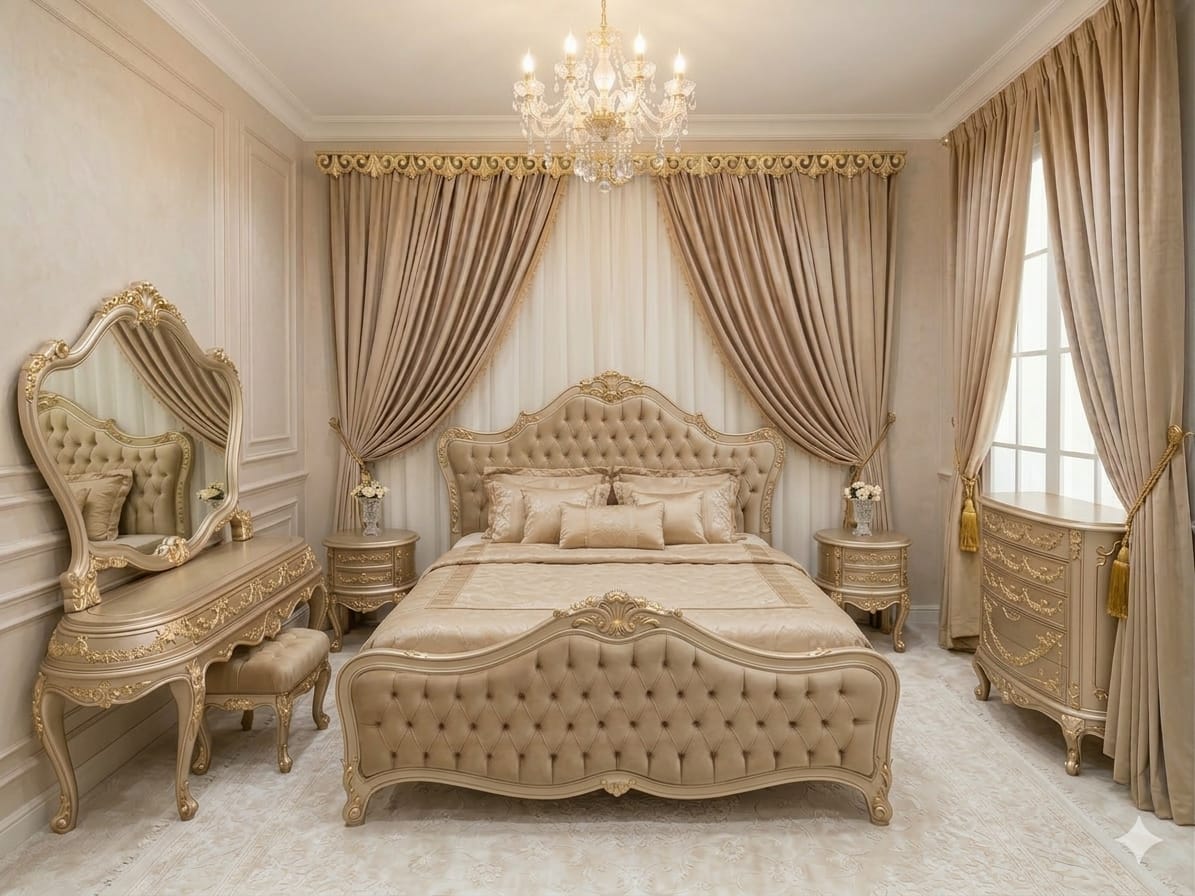 Sovereign Oak & Gilded Gold Imperial Bedroom Collection