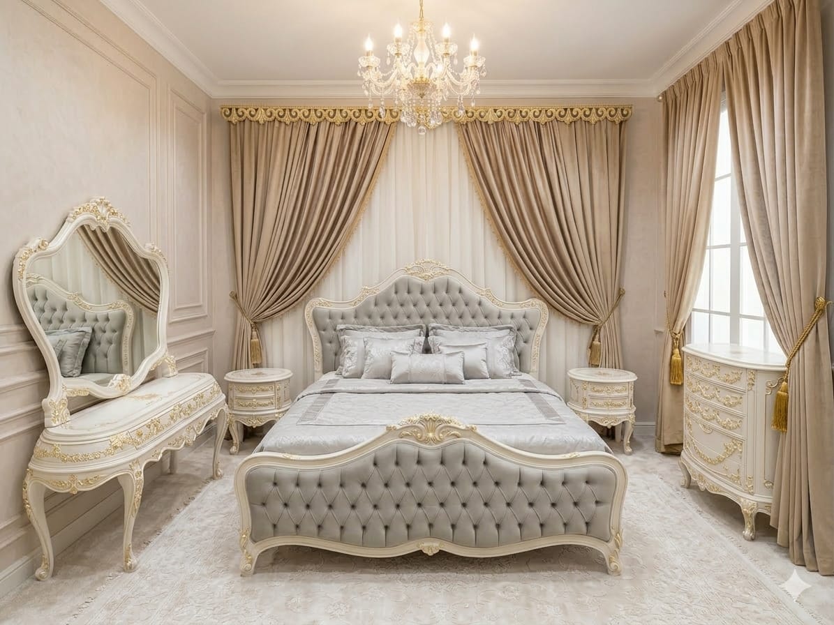Majestic Walnut & Gold Filigree Baroque Master Suite | Heritage Collection