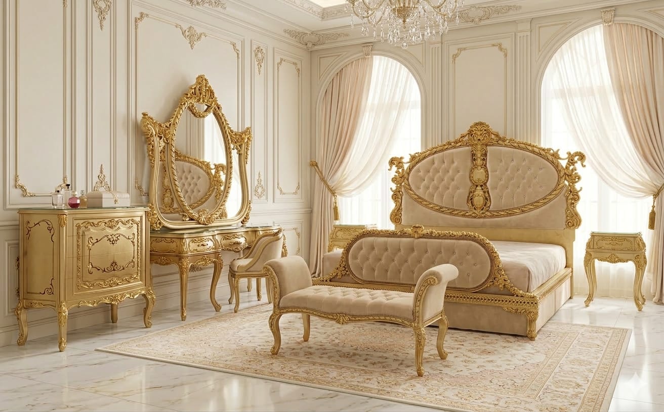 Imperial Alabaster & Gilded Ribbon Baroque Suite | Neoclassical Luxury Edition