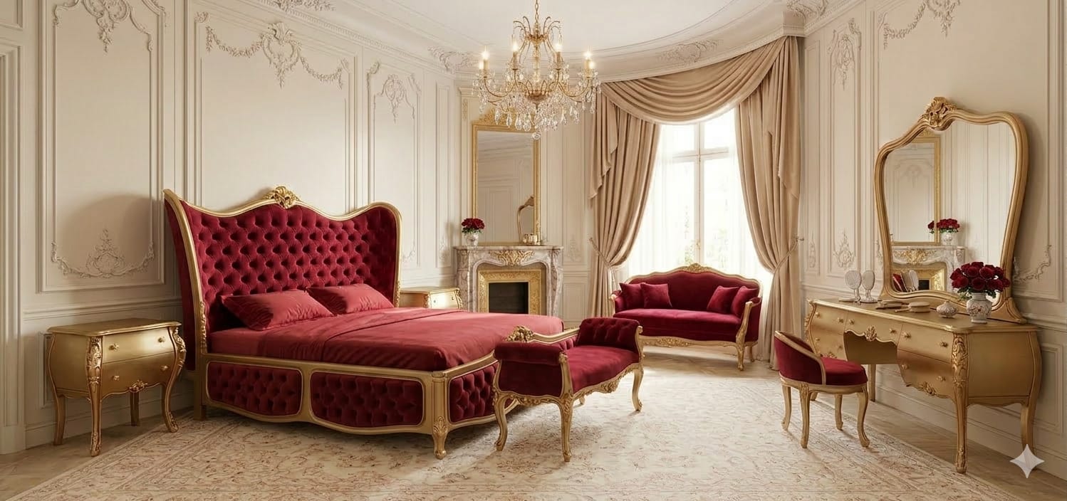 The Imperial Ruby & Gold Royal Bedroom Set