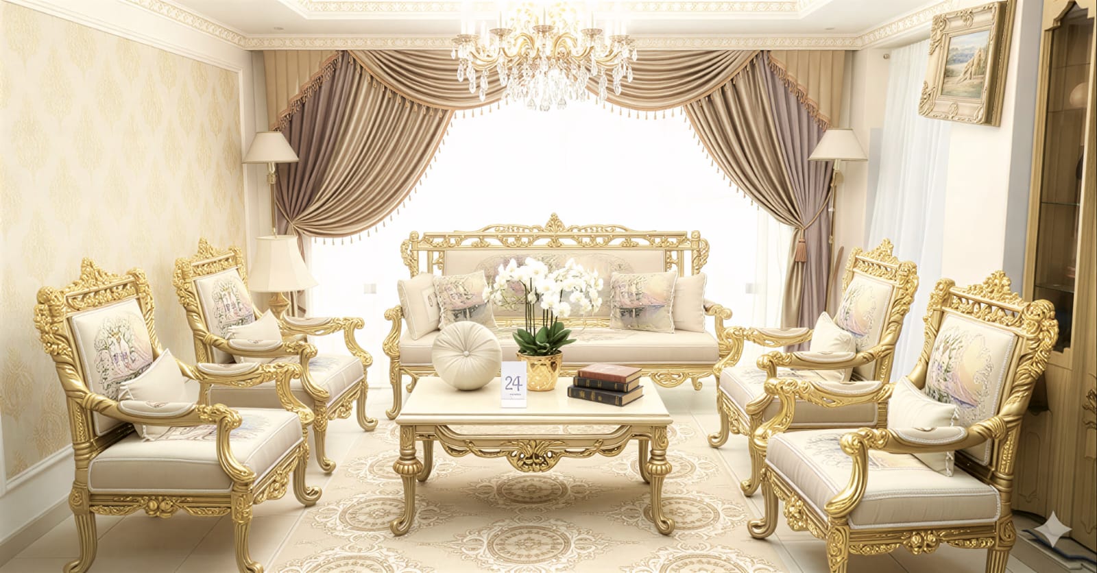 Luxury Royal Gold Classic Living Room Set