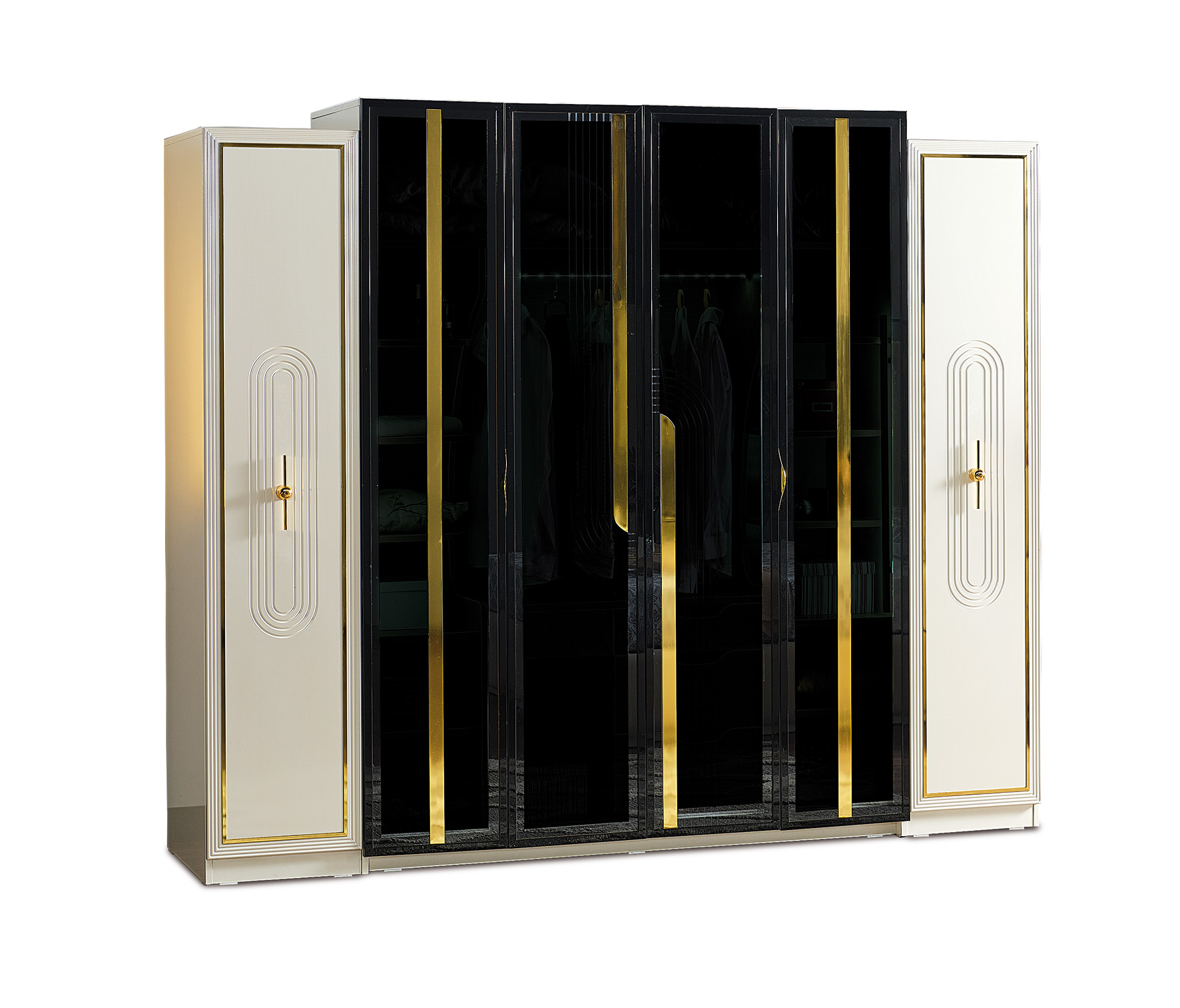 Marsel Bedroom (Queen Frame With Headboard & Dresser With Mirror & Ottoman & 2 Nightstand)