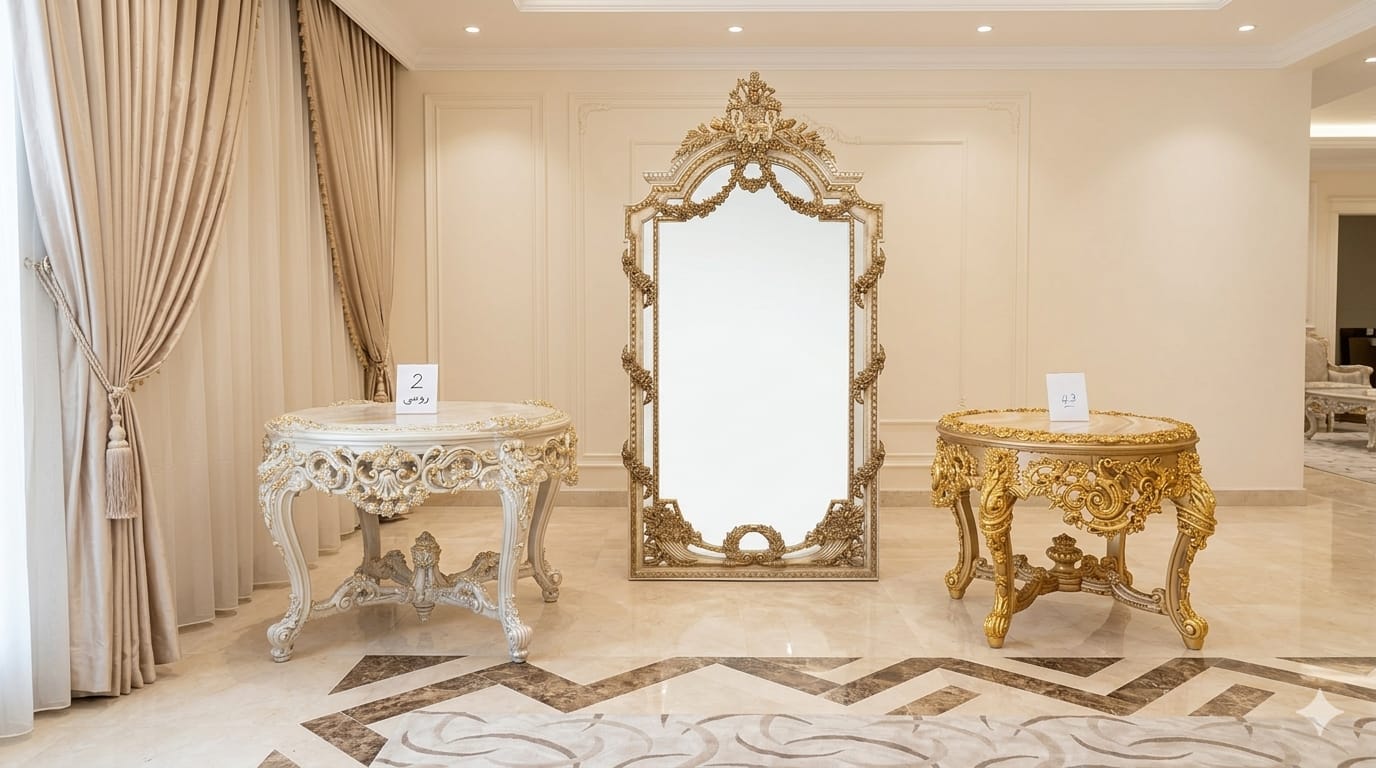 Traditional Antique Console Table, Mirror