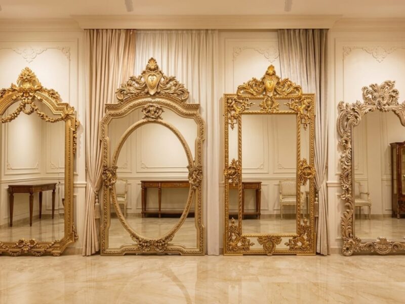 Antique Baroque Vanity Console Mirror Set