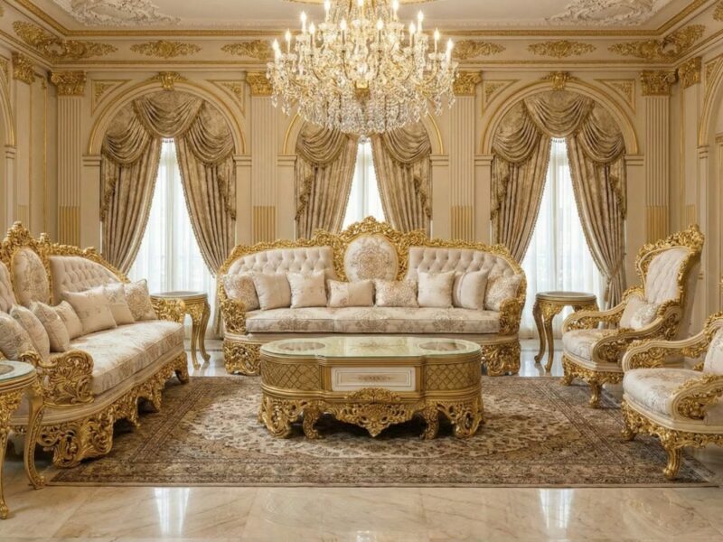 Grand Gold-Leaf Baroque Living Room Furniture Set | Classic Luxury