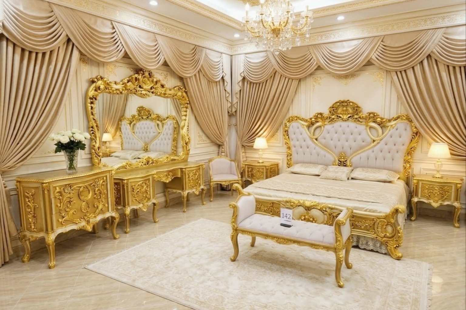 Ultra-Luxury Gold Baroque Master Bedroom Set | Royal Italian Style Furniture